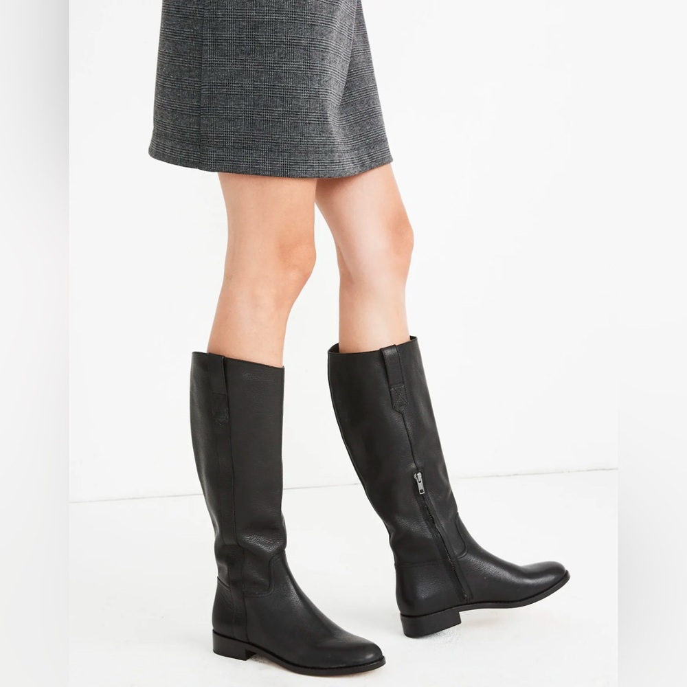 Madewell Black Leather Knee-High Combat Boots